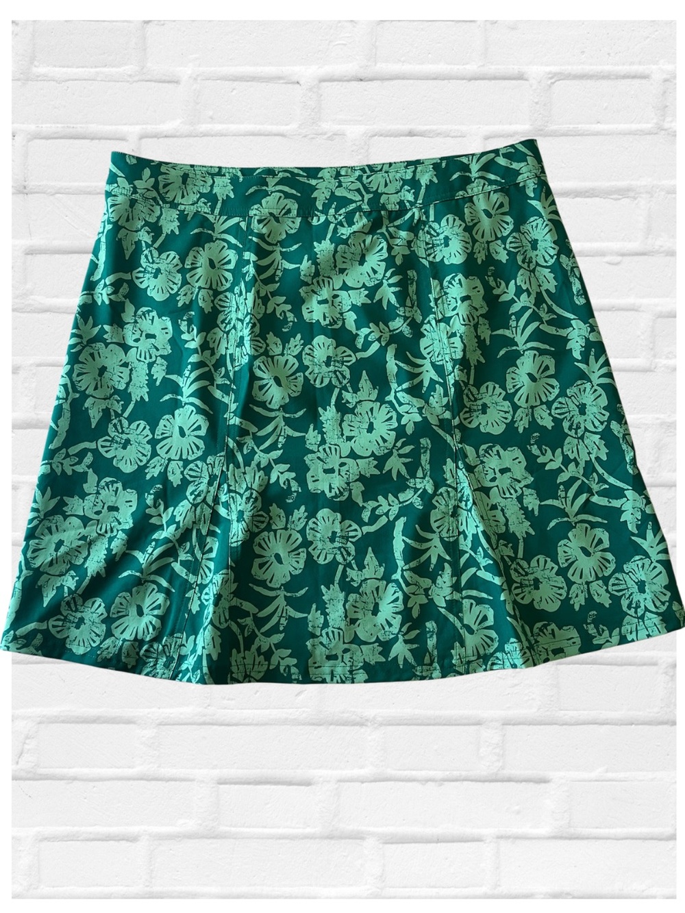 Ripskirt Hawaii Sz L Floral A-Line Mini Skirt Resortwear Summer Travel Green